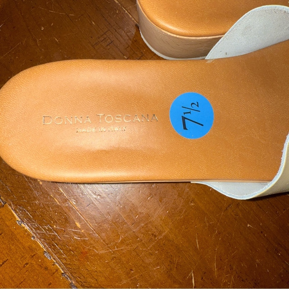 Donna Toscana Tan Slides/Heel leather upper size 7.5 made in Italy - Picture 9 of 12